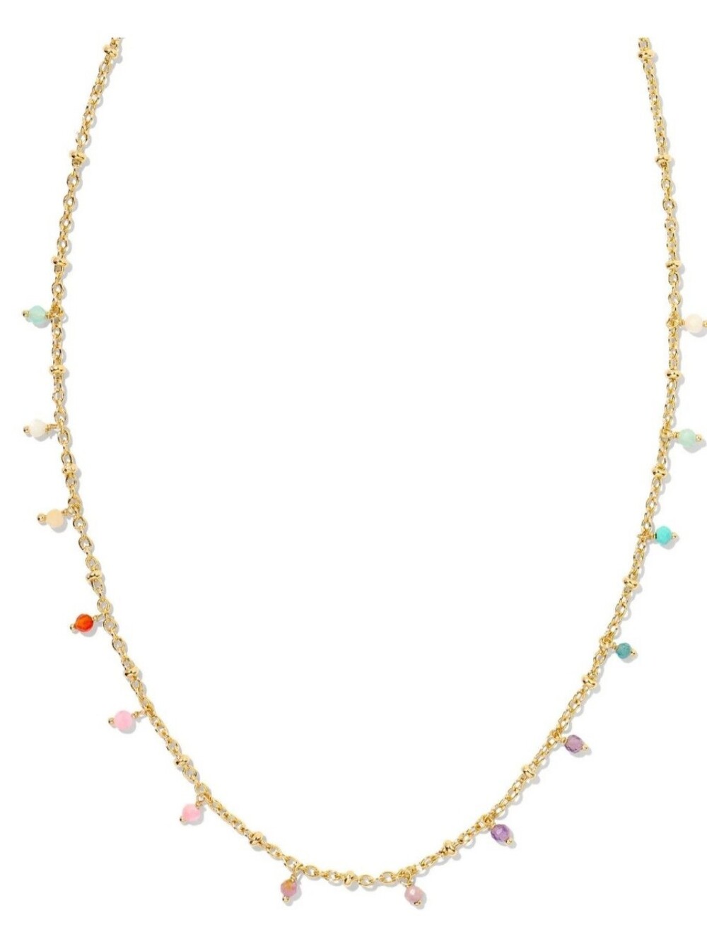 Kendra Scott Beaded Strand Gold Necklace w/ Multi-Color Petite Stone Drops - Picture 1 of 3